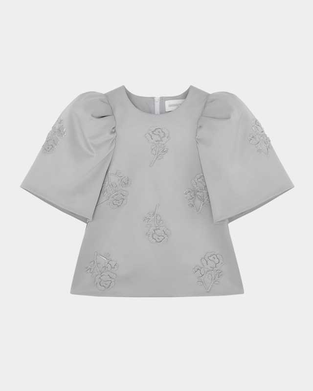 Stereo Rose Embellished Top
