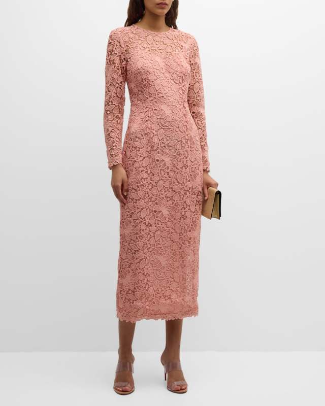 Lace Crewneck Midi Dress
