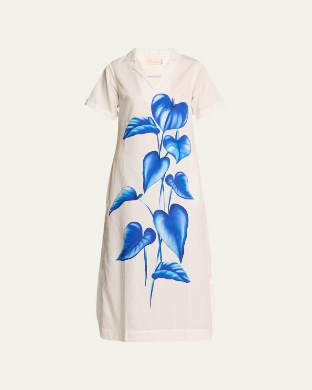 Peace Lily-Printed Shirtdress