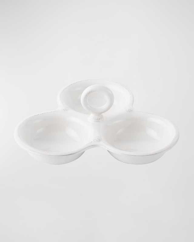 Berry & Thread Whitewash Triple Bowl Server