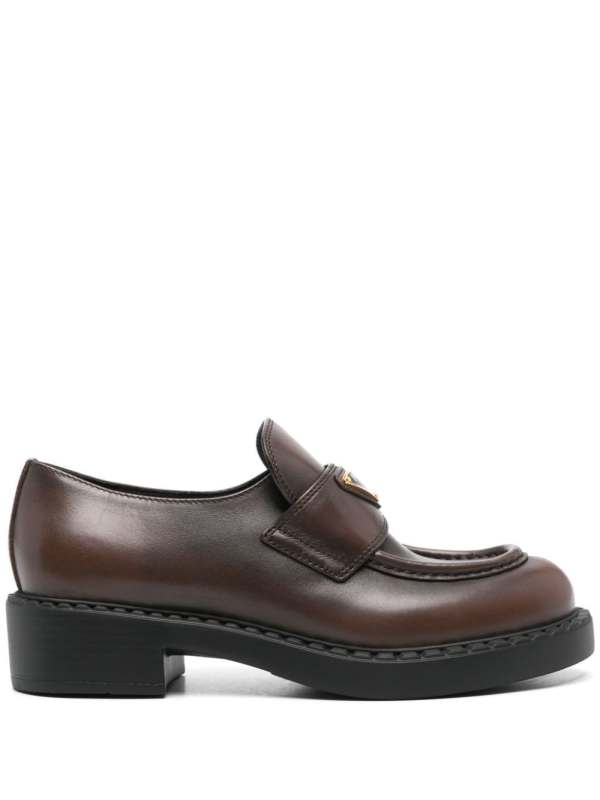 triangle-logo leather loafers