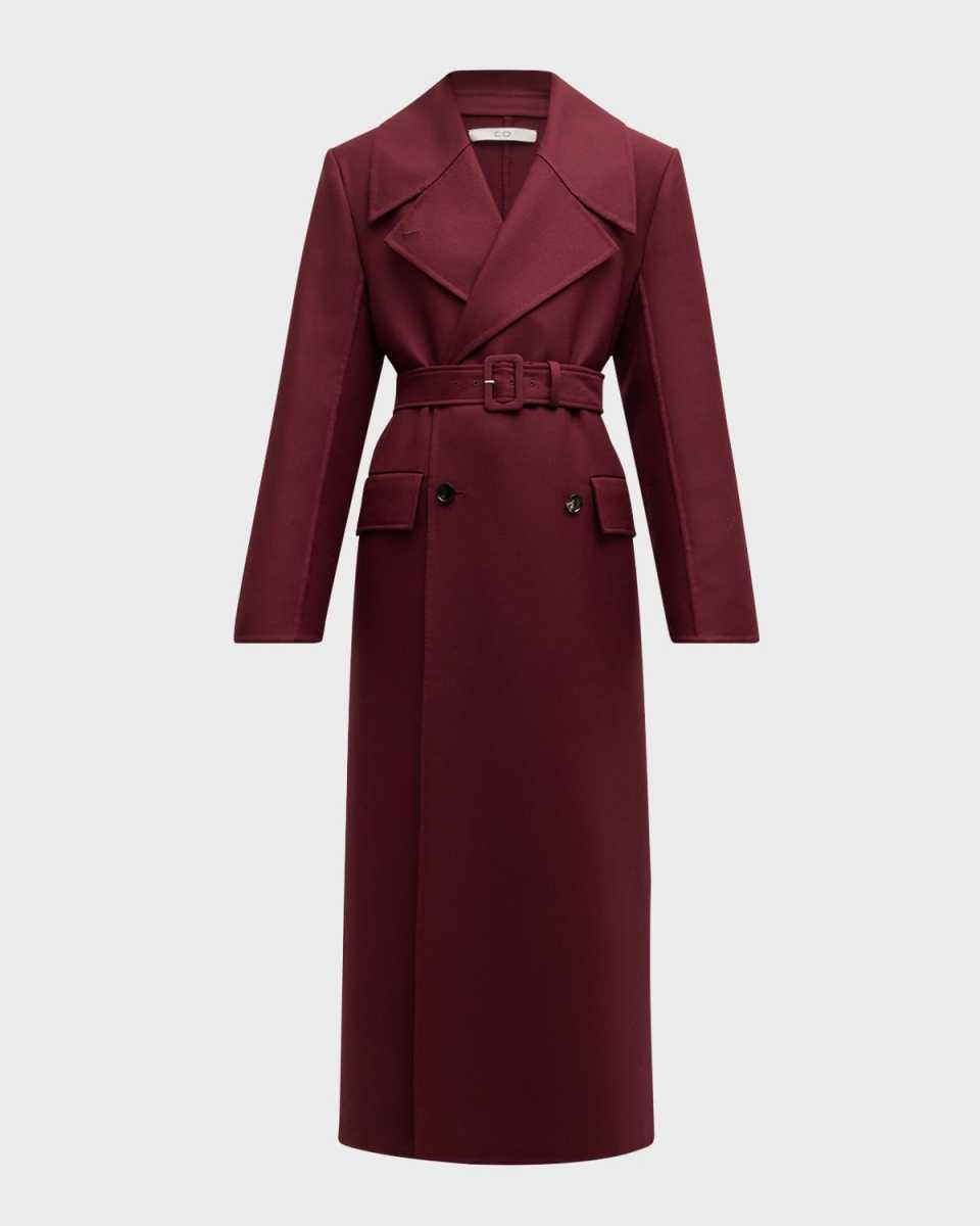 Belted Double-Breasted Long Coat