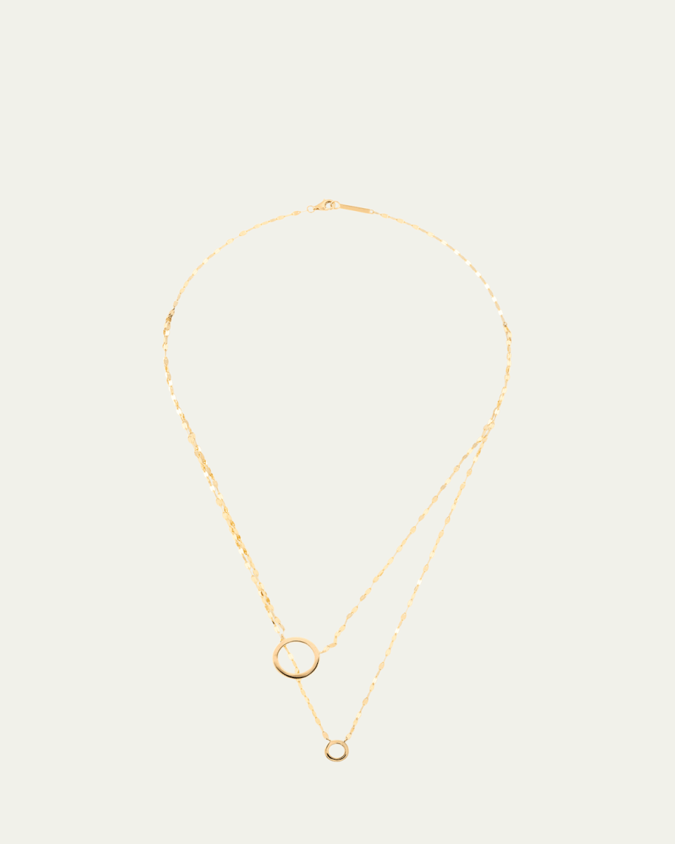 14K Yellow Gold Two To Tango Circle Necklace
