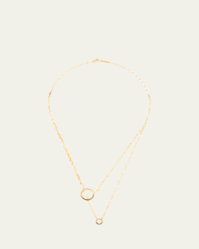 14K Yellow Gold Two To Tango Circle Necklace