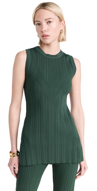 Veronica Beard Semma Sleeveless Sweater Forest Green