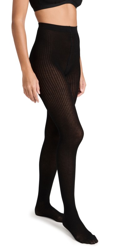 Stems Ribbed Cashmere Blend Tights Black