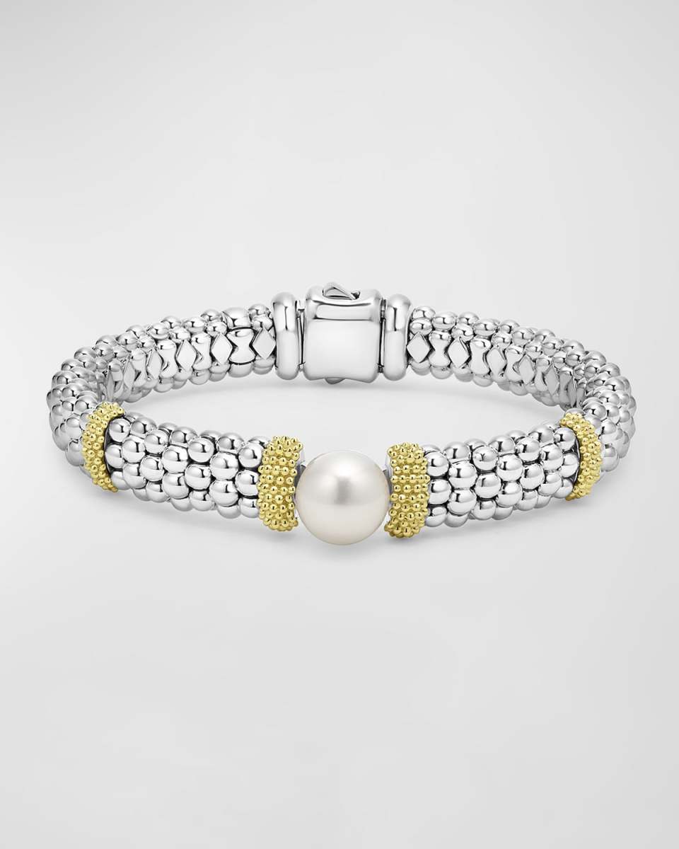 Sterling Silver and 18K Luna Pearl Lux Center Rope Bracelet