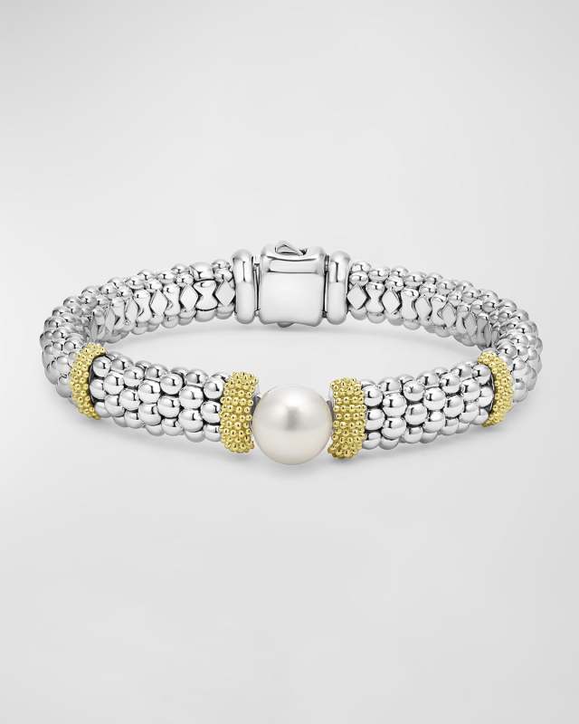 Sterling Silver and 18K Luna Pearl Lux Center Rope Bracelet
