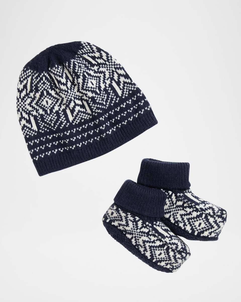Boy's Snowflake Intarsia Beanie & Booties Set, Size Newborn-9