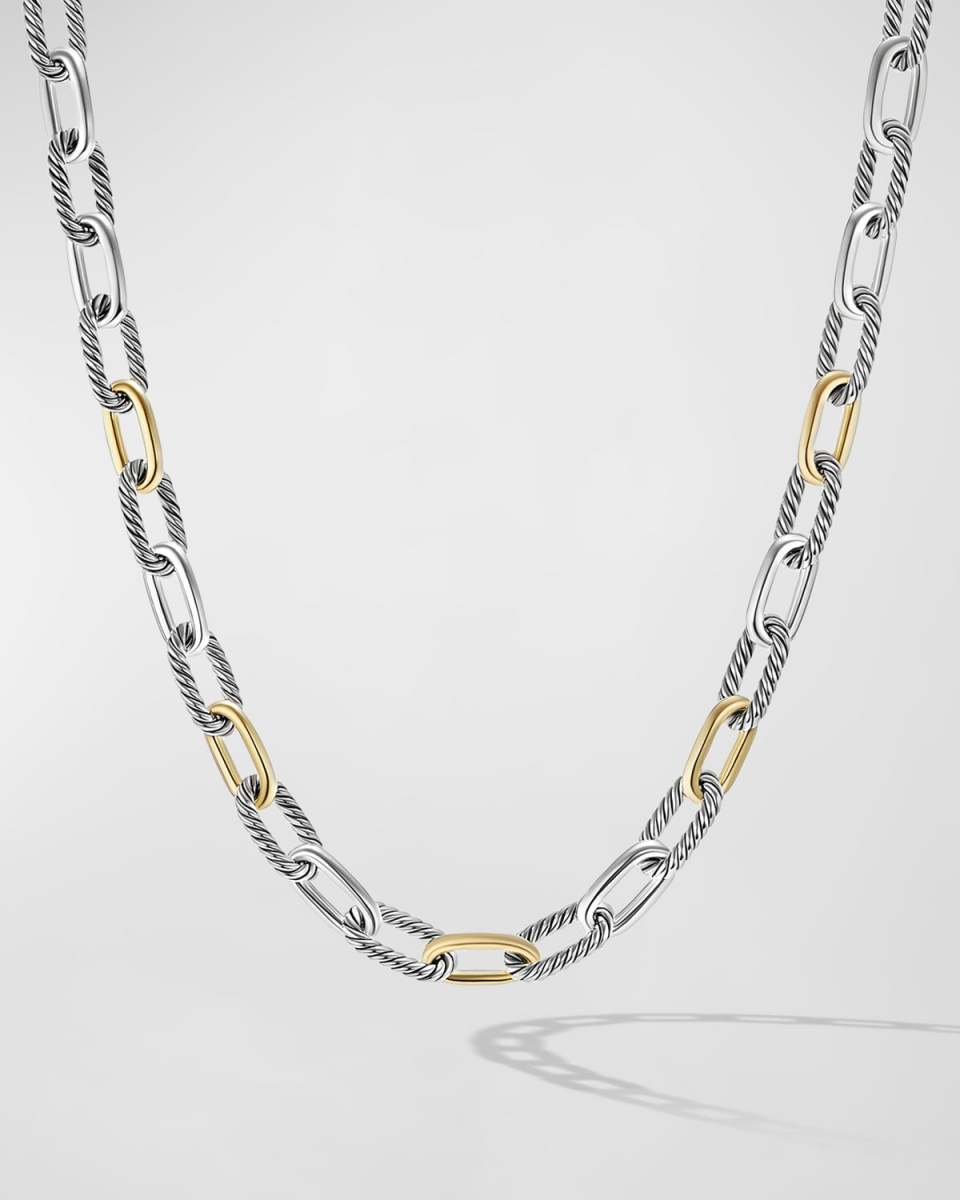 DY Madison Chain Necklace in Silver with 18K Gold, 11mm, 20"L