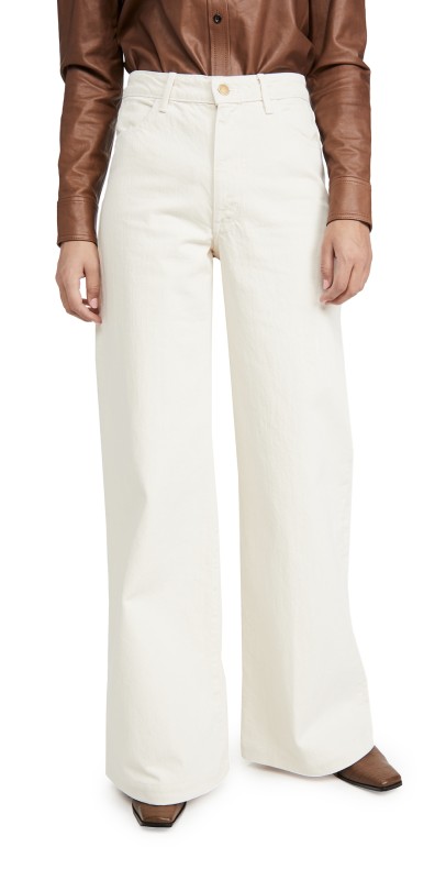 Triarchy High Rise Wide Leg Jeans Off White