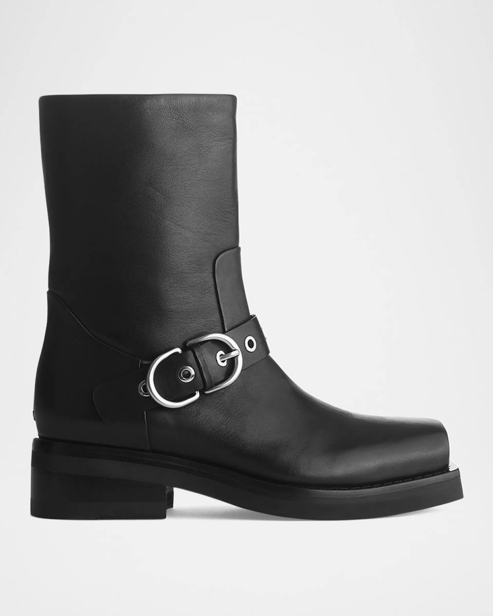 Jax Leather Buckle Moto Boots