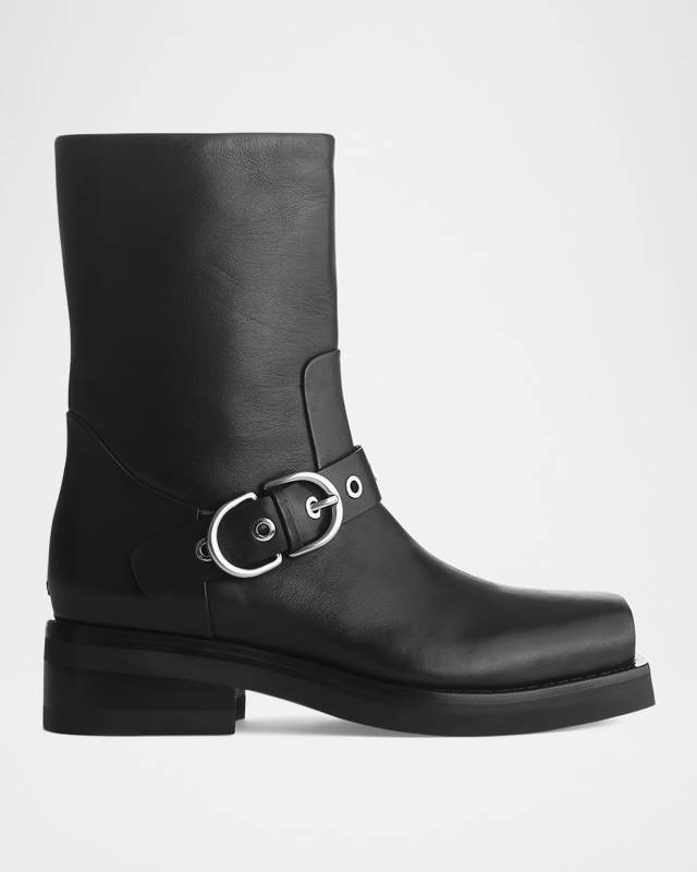 Jax Leather Buckle Moto Boots