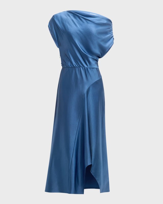Jasmine Draped Satin Midi Dress