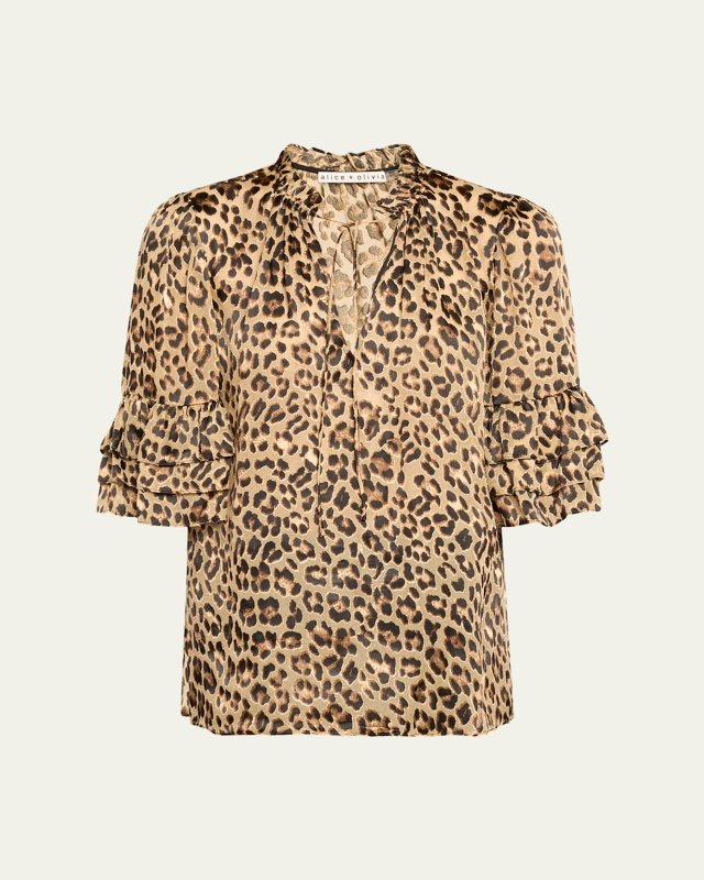 Leopard Love Julius Tiered-Sleeve Blous