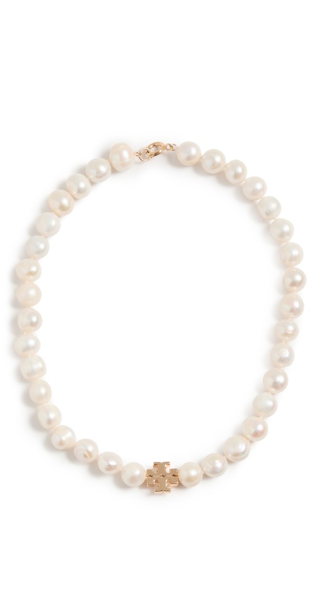 Tory Burch Kira Pearl Necklace Tory Gold/Cream