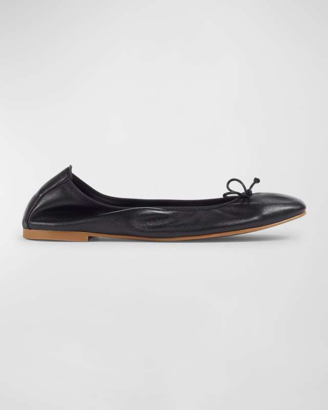 Trilly Leather Bow Classic Ballerina Flats