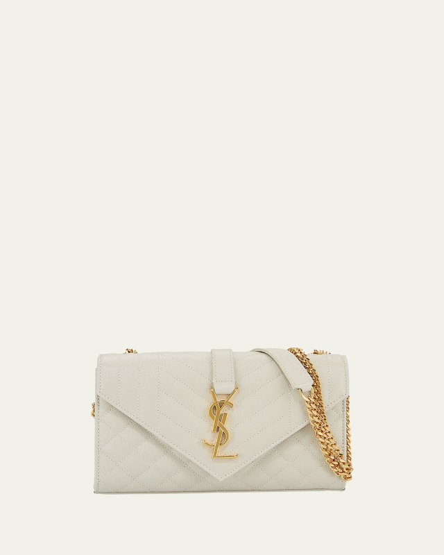 Envelope Triquilt Small YSL Shoulder Bag in Grained Leather