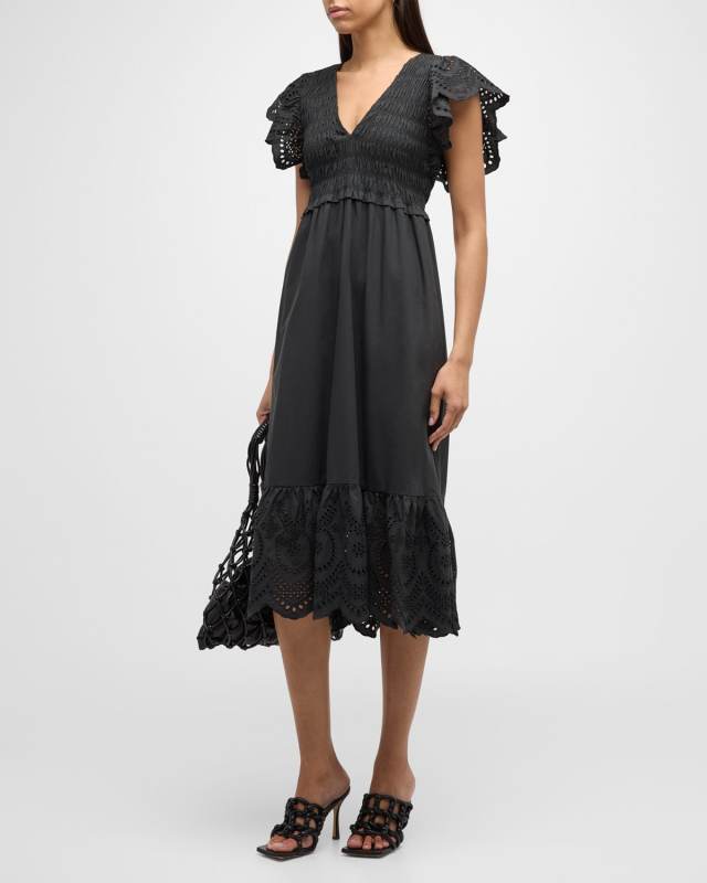 Clementine Embroidered Midi Dress