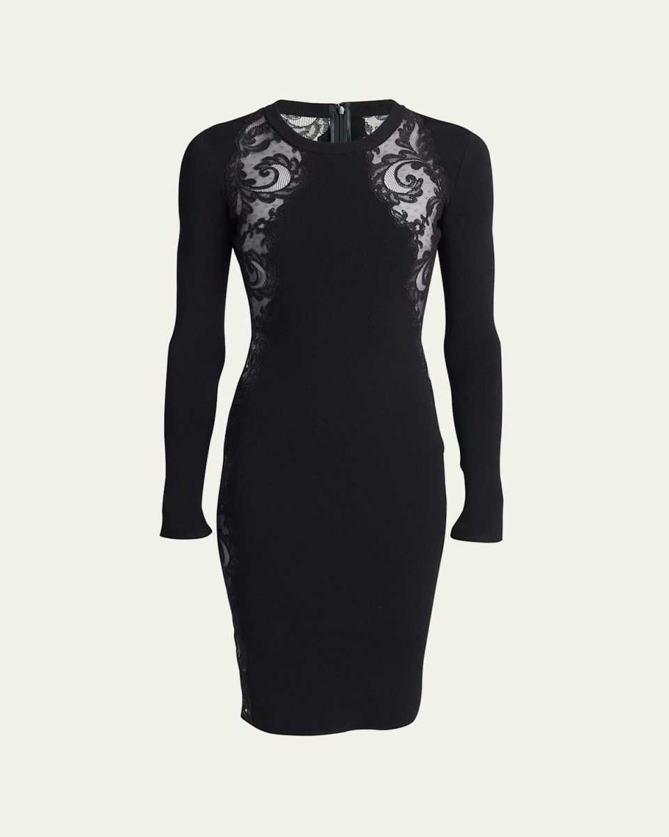 Lace Insert Bodycon Midi Dress