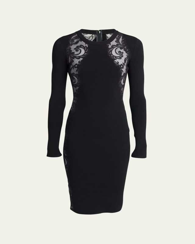 Lace Insert Bodycon Midi Dress