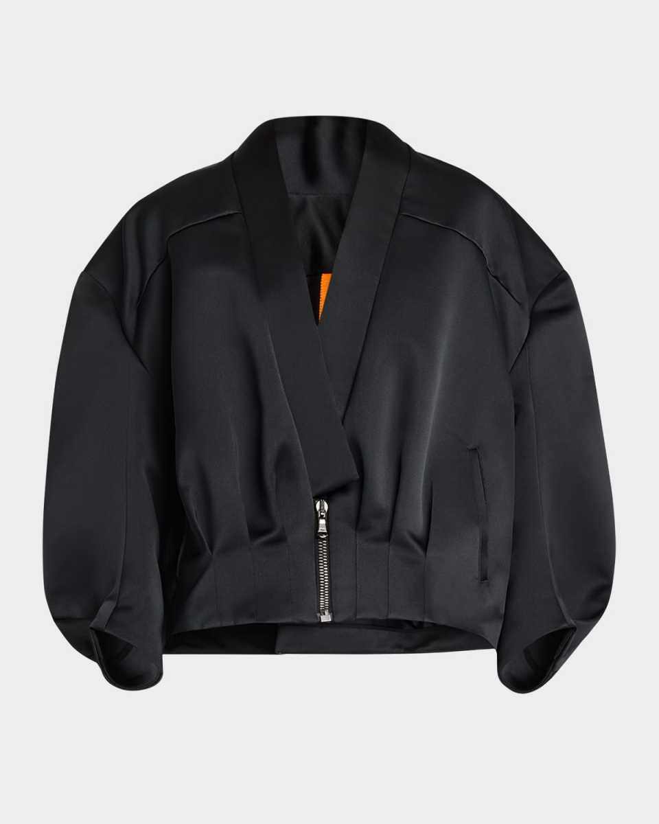 Floral Sculpted-Back Bomber Jacket