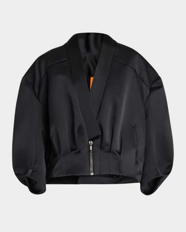 Floral Sculpted-Back Bomber Jacket