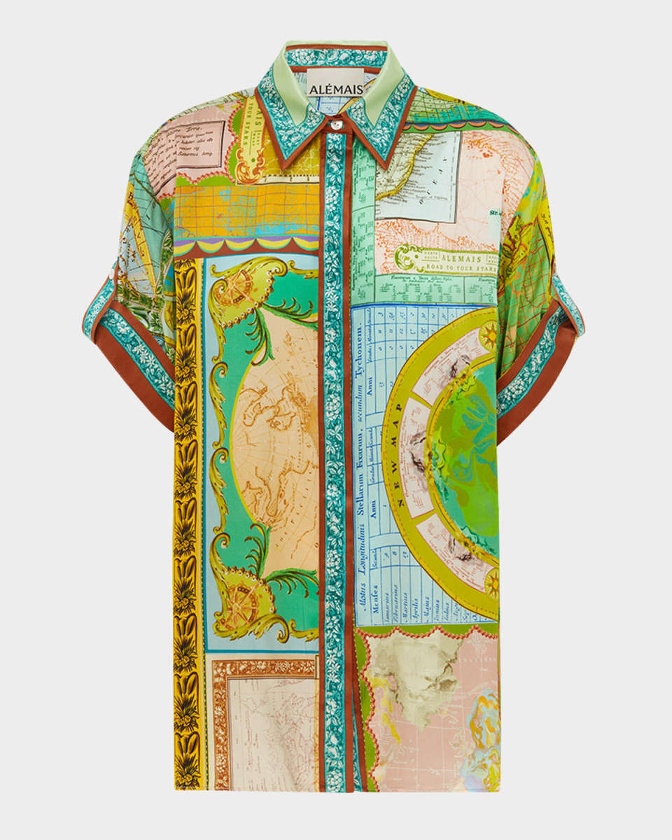 Atlas Button-Front Silk Shirt