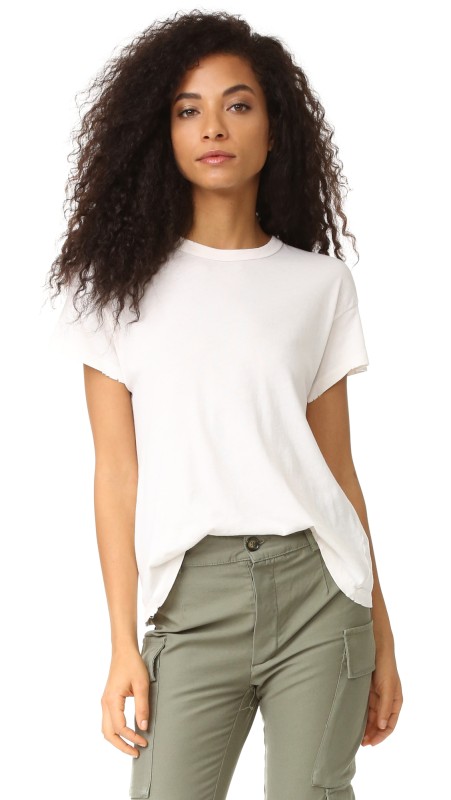 THE GREAT. The Boxy Crew Tee Washed White