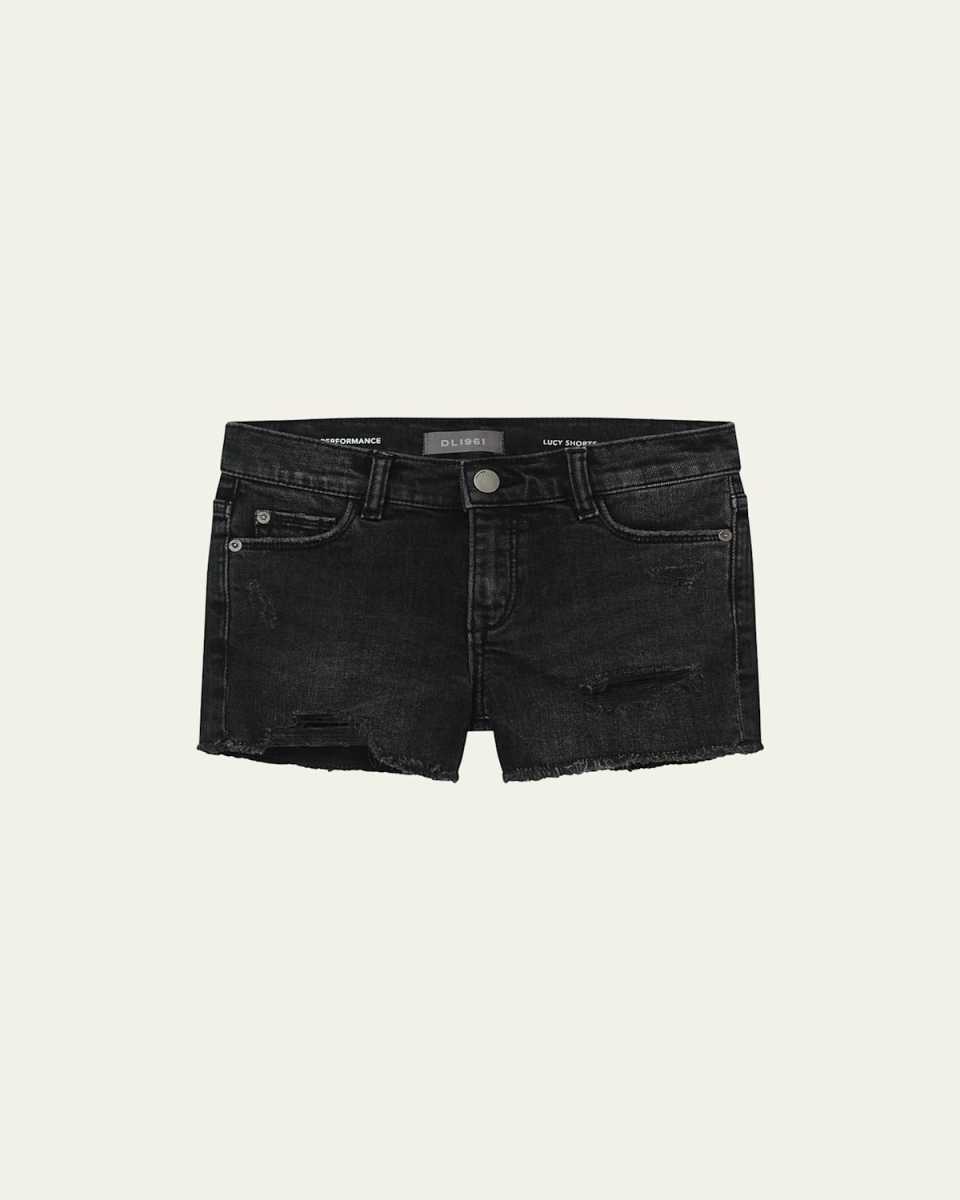 Girl's Lucy Cut-Off Distressed Denim Shorts, Size 4-6