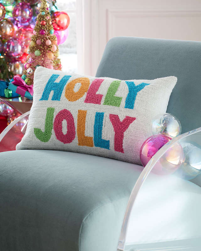 Holly Jolly Decorative Christmas Pillow, 14" x 22"