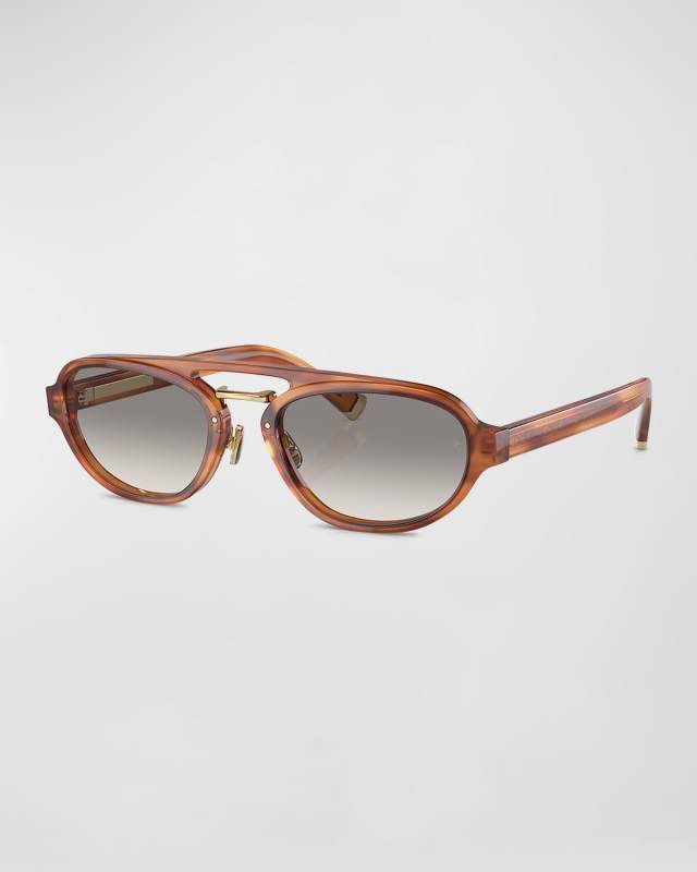 Engraved Acetate Oval Aviator Sunglasses