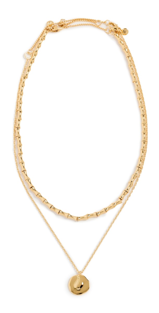 Madewell Bamboo Layer Necklace Pack Pale Gold