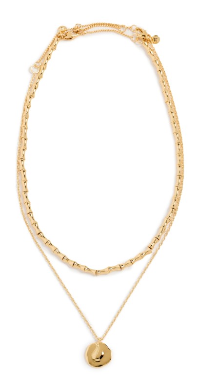 Madewell Bamboo Layer Necklace Pack Pale Gold