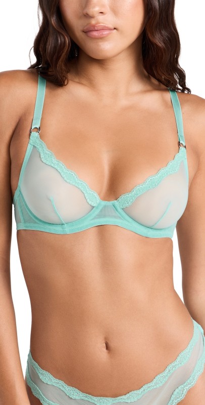 Fleur du Mal Sheer Tulle Demi Bra Bright Jade