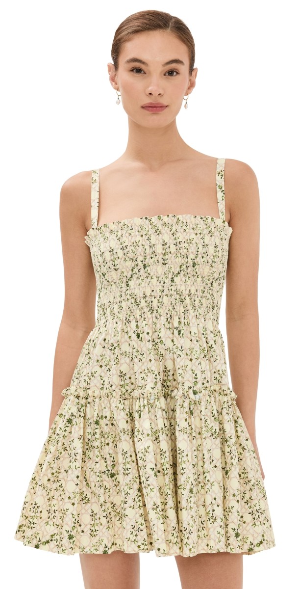 Hill House Home The Seraphina Mini Nap Dress Basketweave Vine, Yellow