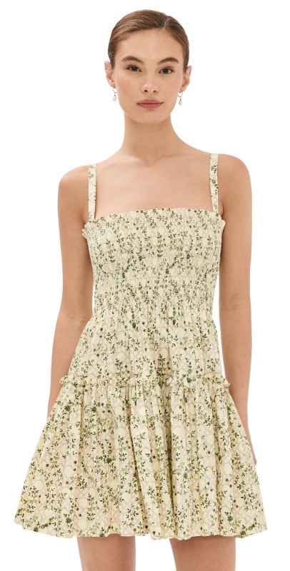 Hill House Home The Seraphina Mini Nap Dress Basketweave Vine, Yellow