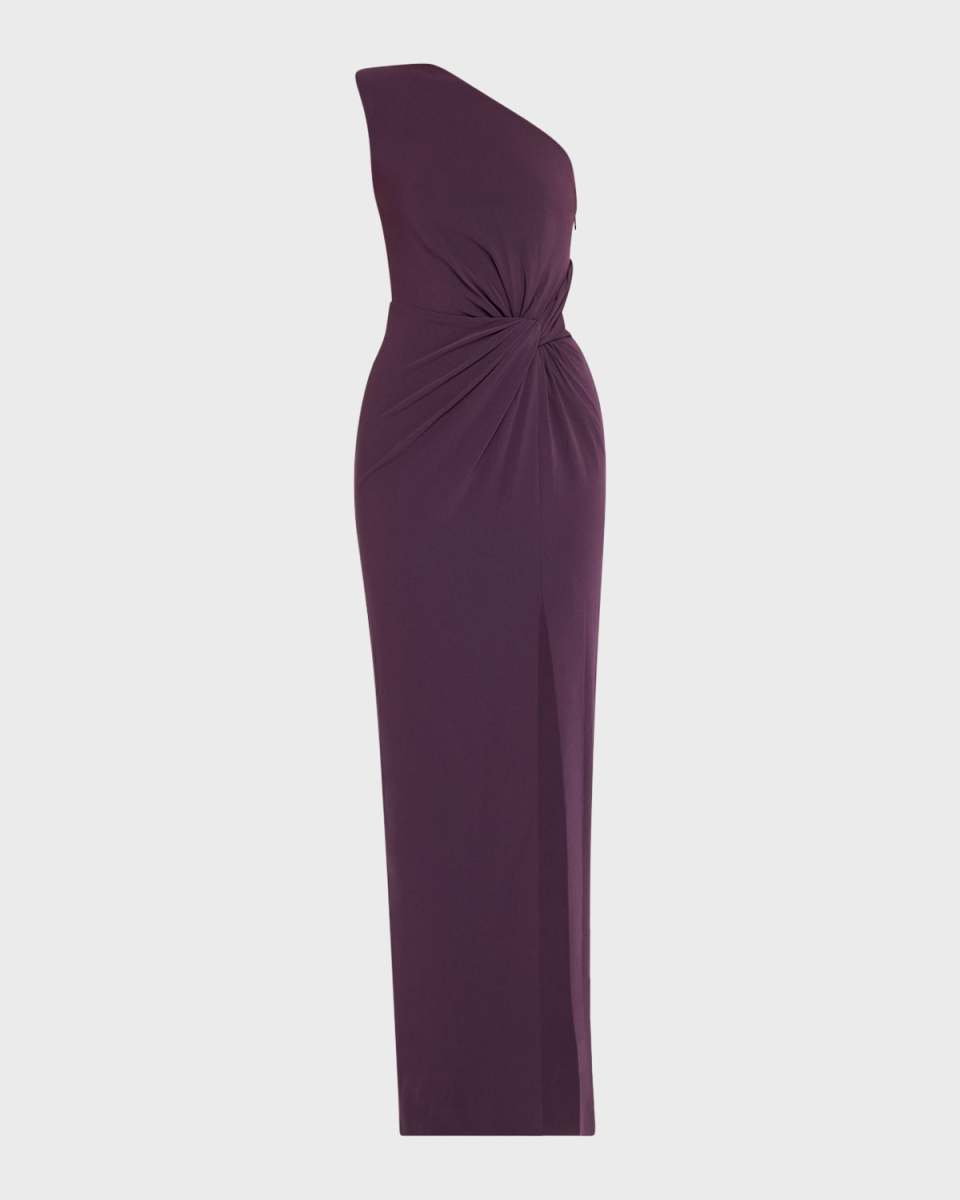 One-Shoulder Twisted Satin Crepe Gown