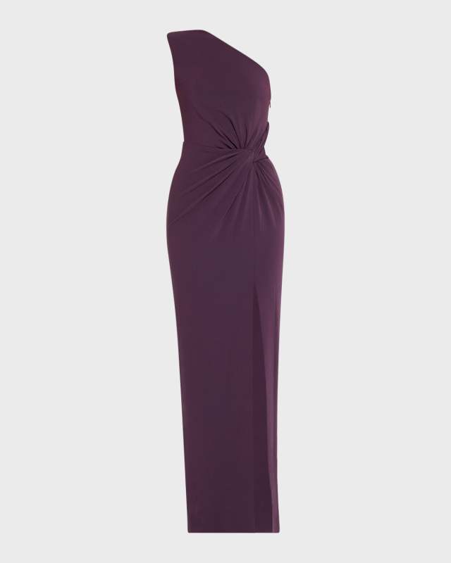 One-Shoulder Twisted Satin Crepe Gown