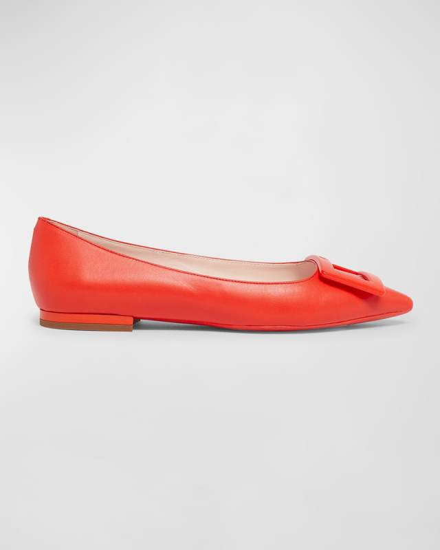 Gommettine Leather Buckle Ballerina Flats