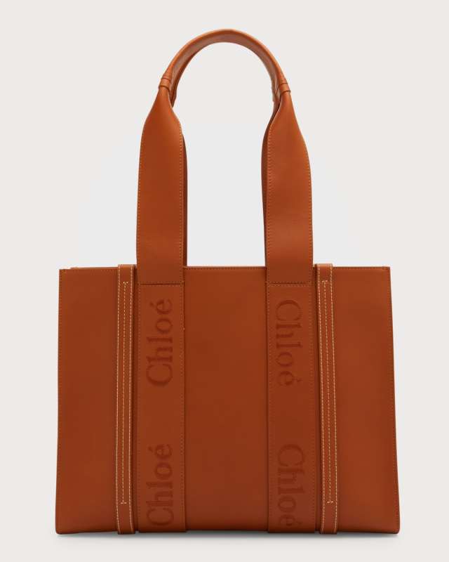 Woody Medium Tote Bag in Leather
