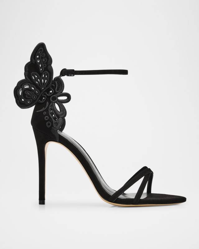 Chiara Suede Butterfly Ankle-Strap Sandals