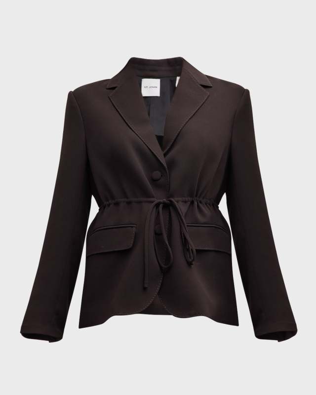 Italian Fluid Satin Back Crepe Drawstring Jacket