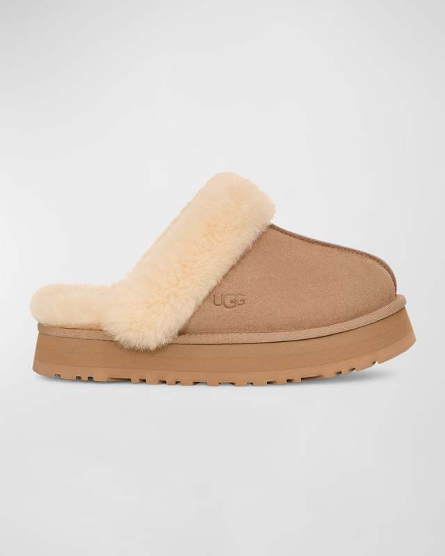 Disquette Suede & Shearling Platform Slippers