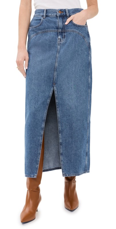 Madewell Western Yolk Midi Skirt Pomaria Wash