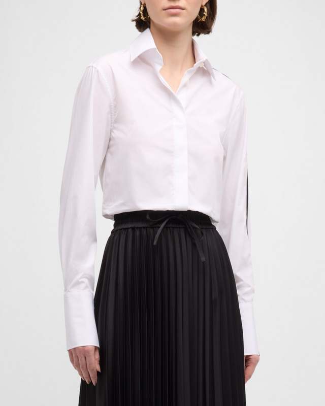 Grosgrain Stripe Fitted Collared Shirt