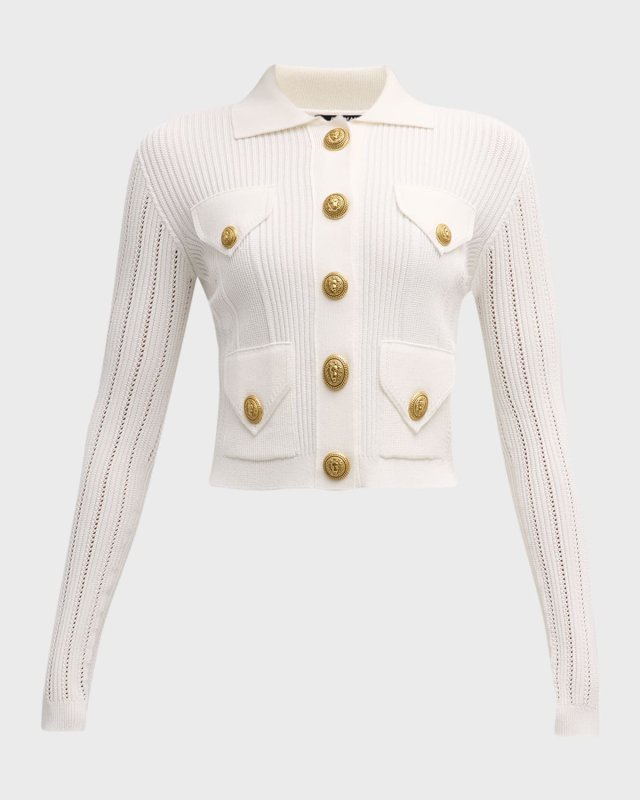 See Through Buttoned Knit Cardigan