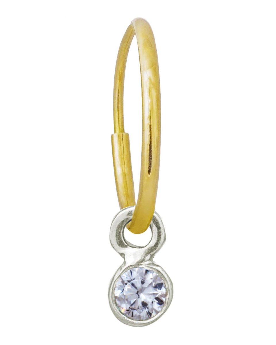 3mm Cubic Zirconia Bezel Drop Earring in Sterling Silver, Single