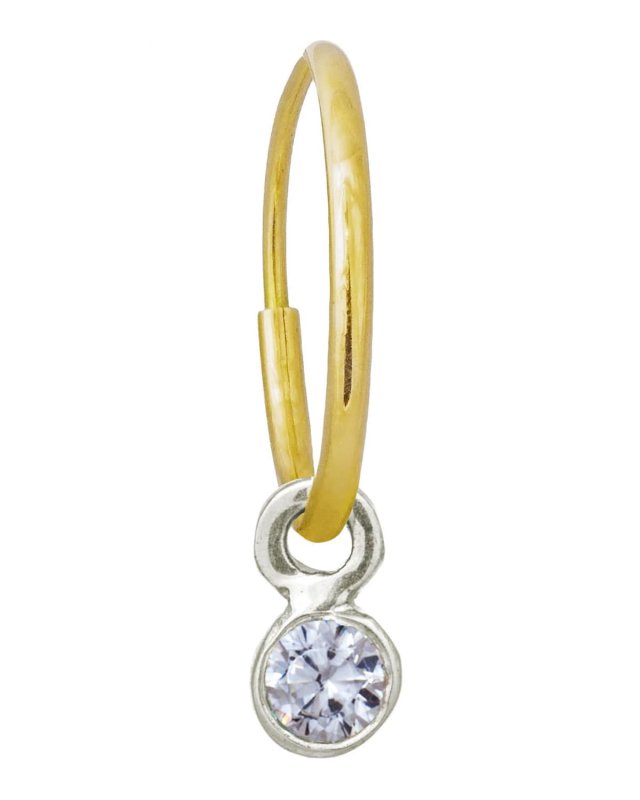 3mm Cubic Zirconia Bezel Drop Earring in Sterling Silver, Single