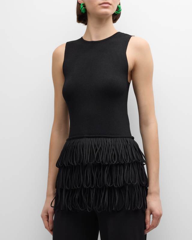 Hartland Sleeveless Fringe-Hem Top